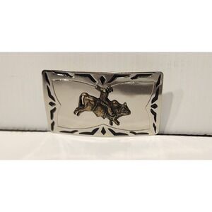 Vintage Rockmount Ranch Wear Western-Style Belt Buckle Bull Riding Motif